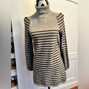 Juicy Couture Gray and Charcoal Striped Turtleneck Sweater Dress